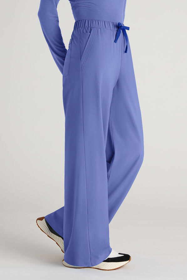 Easy STRETCH Hunter Women's 6-Pocket Relaxed Fit Wide Leg Scrub Pant - Ceil Blue - 2
