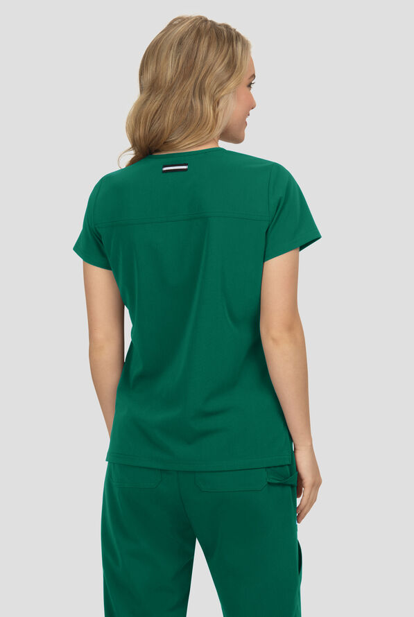 Blusa m&eacute;dica Koi Next Gen Hustle and Hear con cuello en V y 3 bolsillos para mujer - Hunter - 4