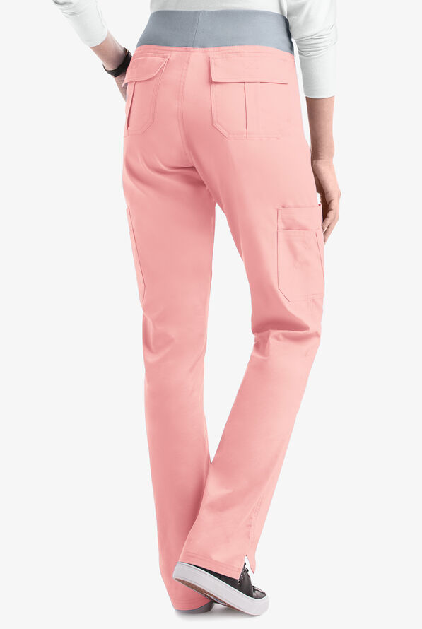 Butter-Soft STRETCH Women's 10-Pocket Active Yoga Scrub Pants - Rose Water/Silver - 4