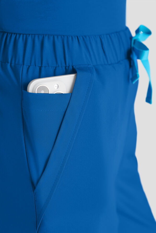 Easy STRETCH Hunter Women's 6-Pocket Relaxed Fit Wide Leg Scrub Pant - Petite - Royal - 4