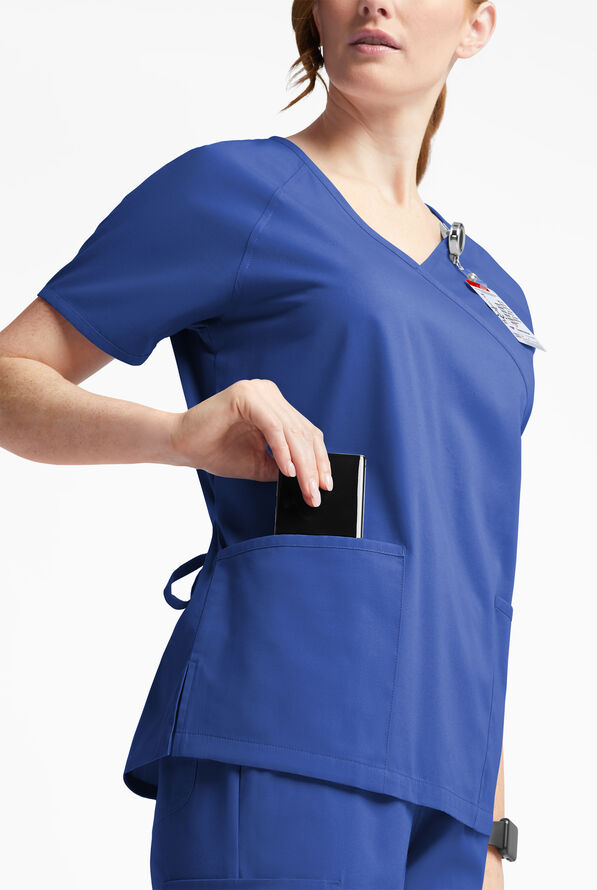 Butter-Soft Originals Women's 3-Pocket Mock Wrap Scrub Top - Galaxy - 4