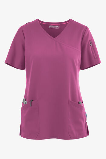 MOVEMENT by Butter-Soft Capella Women's 5-Pocket Faux Wrap STRETCH Scrub Top