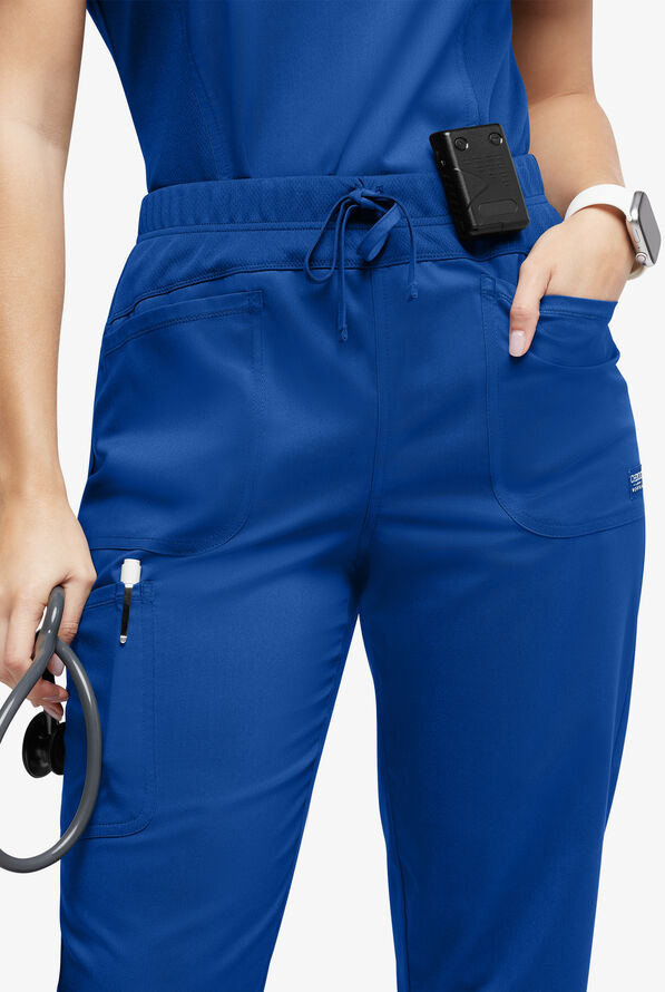 UA Exclusive Cherokee Workwear Revolution Women's 4-Pocket STRETCH Cargo Jogger Scrub Pants - Royal - 2