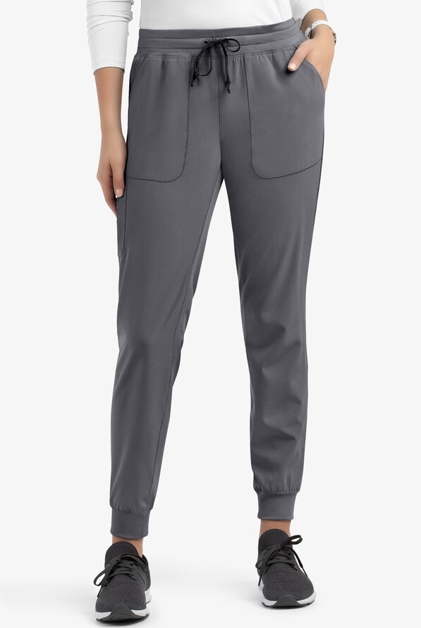 Maevn Matrix Impulse Women's 5-Pocket STRETCH Jogger Scrub Pants - Petite - Pewter - 1