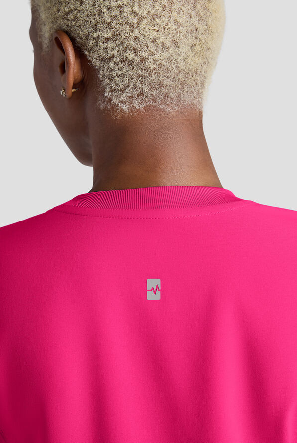 Easy STRETCH Anya Women's 2-Pocket Relaxed Crew Neck Scrub Top - Reactive Pink - 6