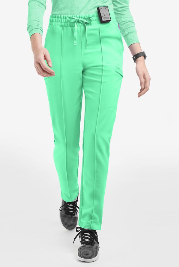 Movement by Butter-Soft Capricorn Women’s 7-Pocket Skinny Pintuck Scrub Pants - Neo Mint - 1