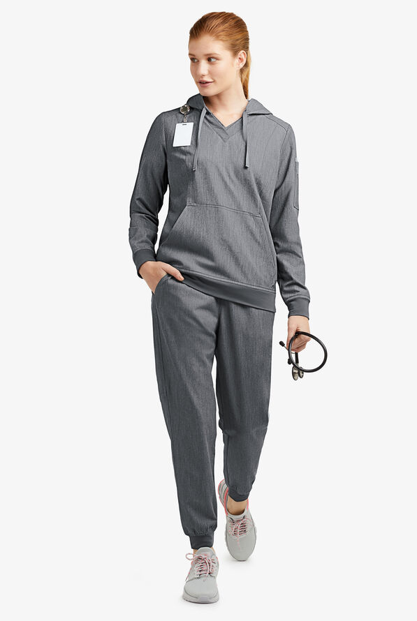 Sudadera m&eacute;dica MOVEMENT by Butter-Soft Sirius STRETCH con capucha y 4 bolsillos para mujer - Charcoal Heather - 2