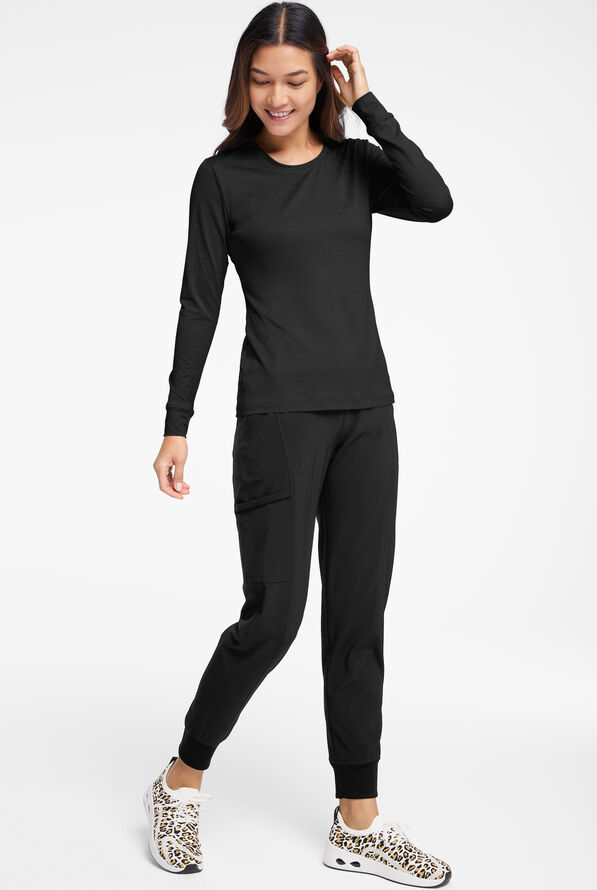 Infinity Women's STRETCH Long Sleeve Knit Underscrub - Black - 4