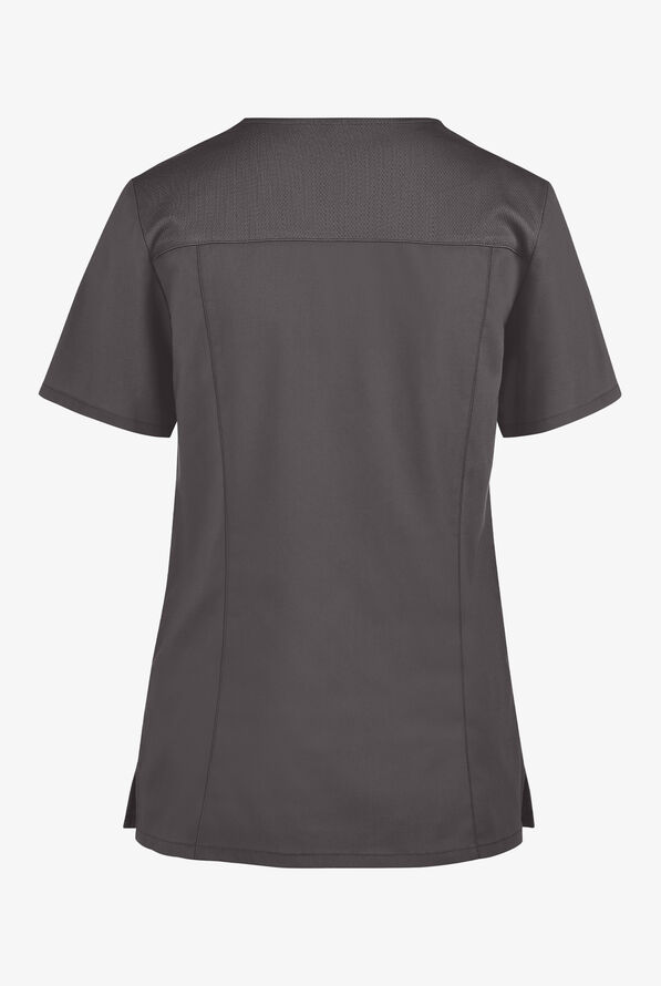 UA Exclusive Cherokee Workwear Professionals Active Women's 4-Pocket STRETCH V-Neck Scrub Top - Pewter - 2
