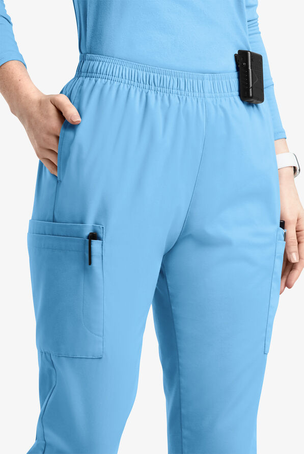 Pantalón médico Butter-Soft Originals estilo jogger cargo con 7 bolsillos y piernas pitillo para mujer - Blue Oasis - 2