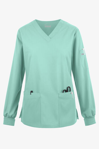 Butter-Soft Originals Women's 7-Pocket Curved V-Neck Long Sleeve Scrub Top