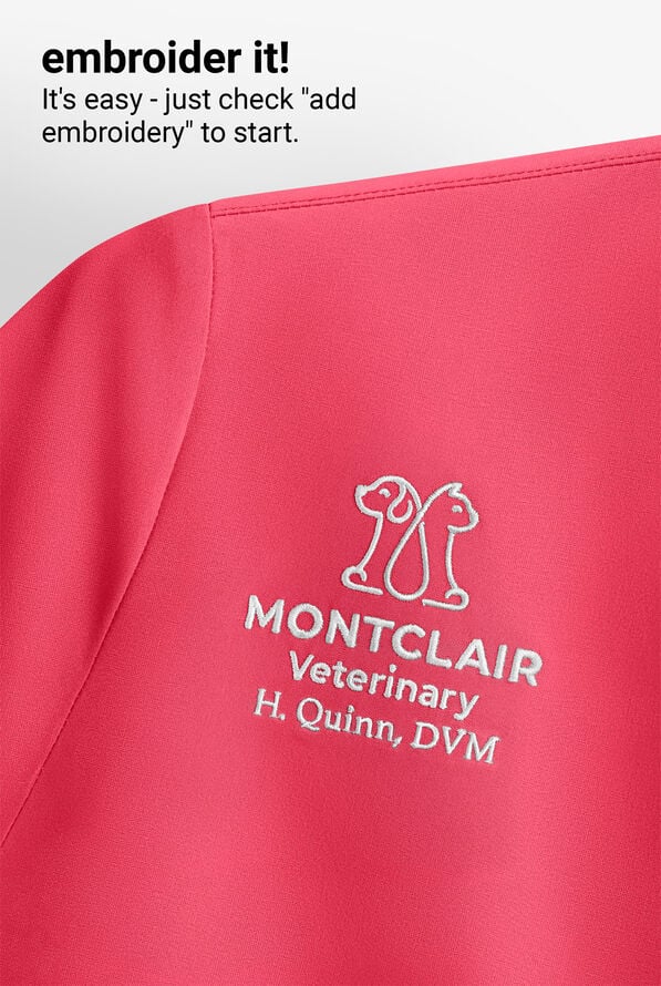 Easy STRETCH Nikki Women's 1-Pocket Scallop Neck Tuck-In Scrub Top - Bright Watermelon - 8