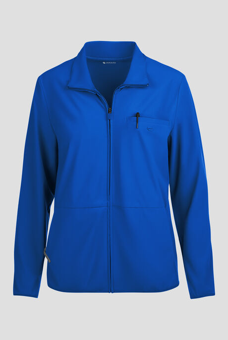 Infinity Pursuit Women's 3-Pocket STRETCH Front Zip Warm-Up Scrub Jacket