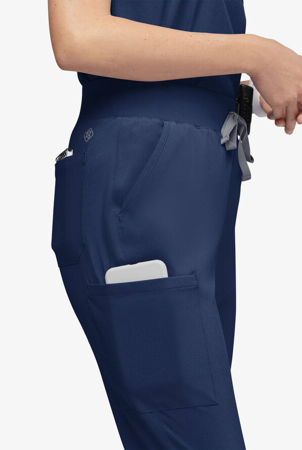 Easy STRETCH Olivia Women's 7-Pocket Slim Leg Jogger Scrub Pants - Petite - Navy - 2