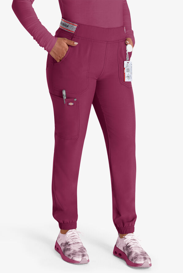 Dickies EDS NXT Women's 5-Pocket Cargo Jogger Scrub Pants - Wine - 1