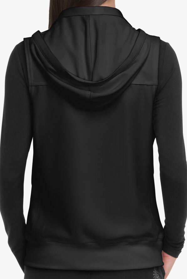 heartsoul Break On Through Women's 4-Pocket STRETCH With Removable Hoodie Scrub Vest - Black - 4