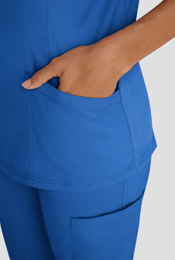 Butter-Soft STRETCH FLXTEK+ Women's 3-Pocket Crew Neck Scrub Top - Royal - 8