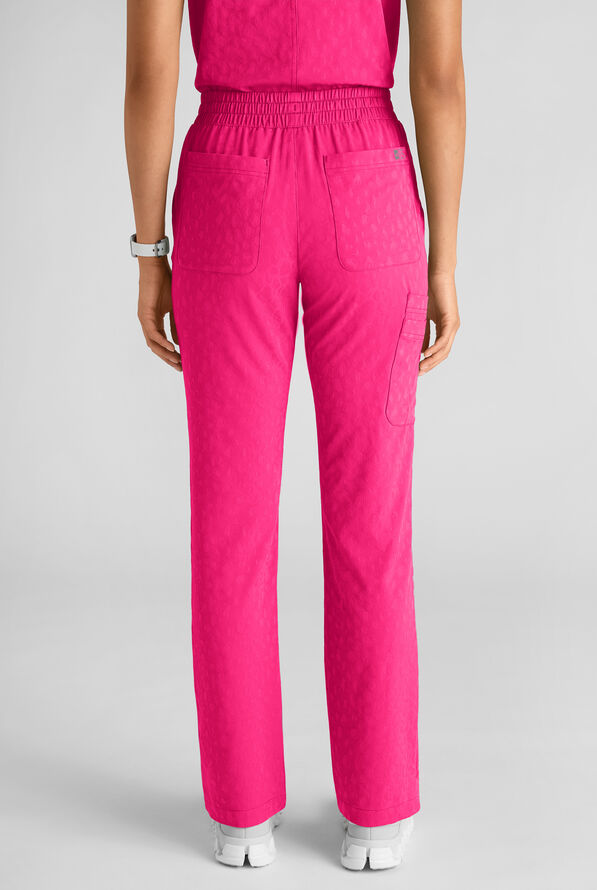 Easy STRETCH Naya Women's Jacquard 6-Pocket Straight Leg Scrub Pant - Reactive Pink - 6