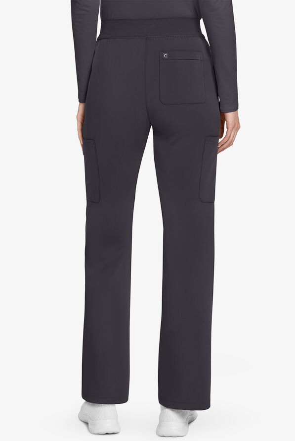 Cherokee Atmos Women's 4-Pocket STRETCH Coolmax Cargo Moderate Flare Scrub Pants - Pewter - 4