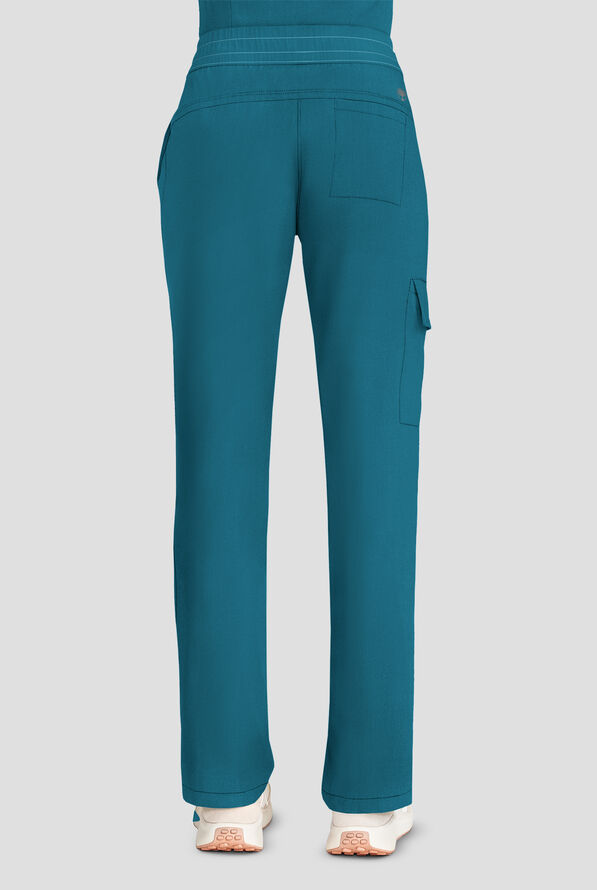 Healing Hands Quest Women's 4-Pocket STRETCH Straight Leg Drawstring Cargo Scrub Pant - Caribbean Blue - 3
