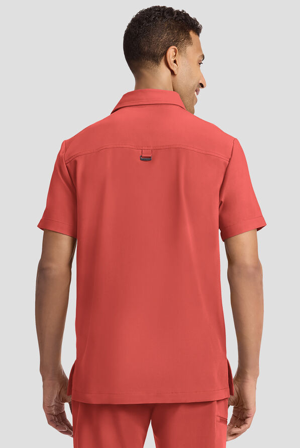 Healing Hands Quest Aidan Men's 3-Pocket STRETCH Shirt Collar Scrub Top - Warm Sunrise - 3