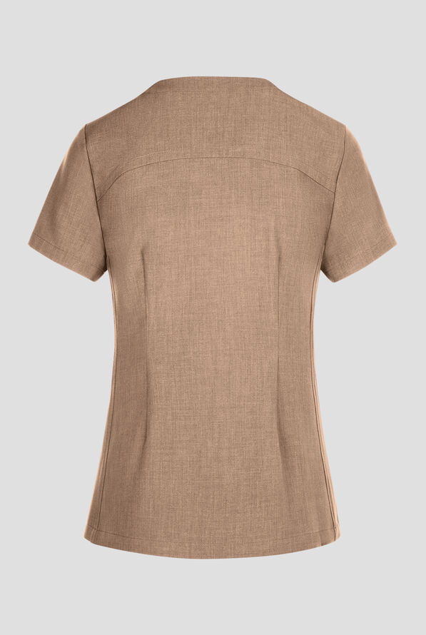 Healing Hands Quest Briana Women's 3-Pocket STRETCH Y-Neck Scrub Top - Desert Taupe - 2