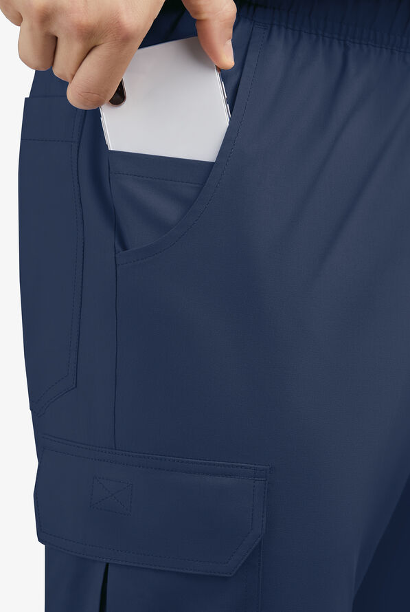 Butter-Soft STRETCH Men's 7-Pocket Cargo Jogger Scrub Pants - Navy - 3