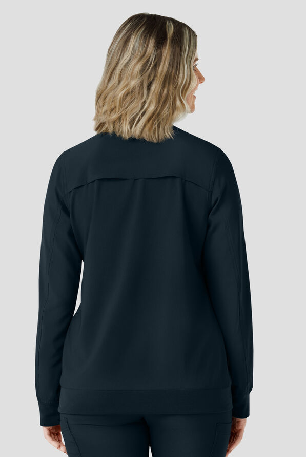 Carhartt Force Cross-Flex Rugged Flex Women's 6-Pocket Rib Trim Lightweight Zip Bomber Scrub Jacket - Navy - 3