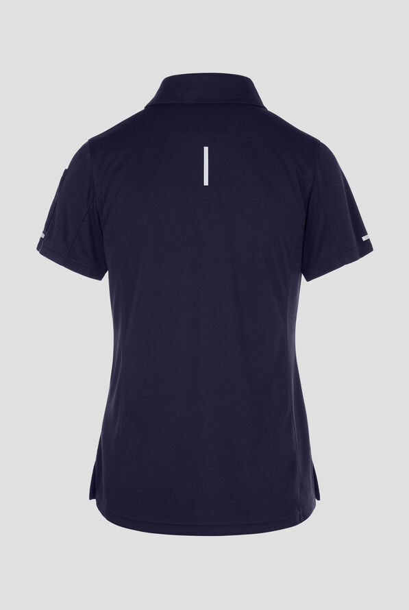 Carhartt FLD & RSCU Women's 3-Pocket STRETCH Collar Neck Short Sleeve Knit Pique Polo Scrub Top - Dark Navy - 2