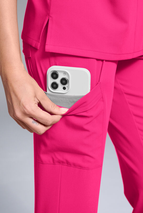 Pantalón médico Hypothesis Base estilo cargo con piernas rectas y 7 bolsillos para mujer - Reactive Pink - 4