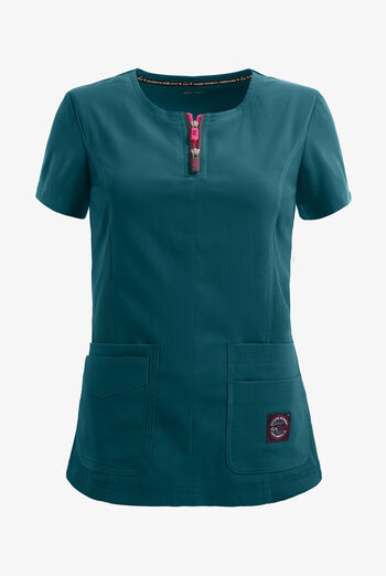 Blusa m&eacute;dica koi Lite&trade; Serenity STRETCH con cremallera doble y 4 bolsillos para mujer