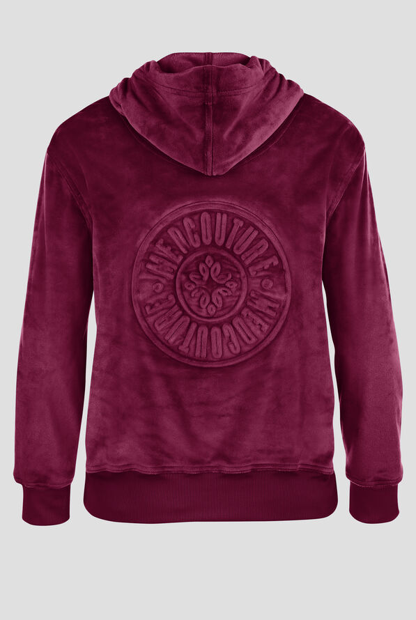 Chaqueta médica con capucha Med Couture Amp Velour Embossed Logo STRETCH con cremallera y 2 bolsillos para mujer - Wine - 2