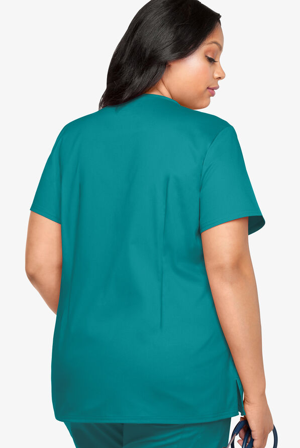 Butter-Soft STRETCH Women's 4-Pocket Plus Size V-Neck Scrub Top - Teal - 2