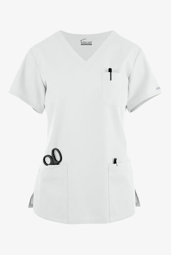 Blusa m&eacute;dica Butter-Soft Originals con cuello en V curvo y 7 bolsillos para mujer