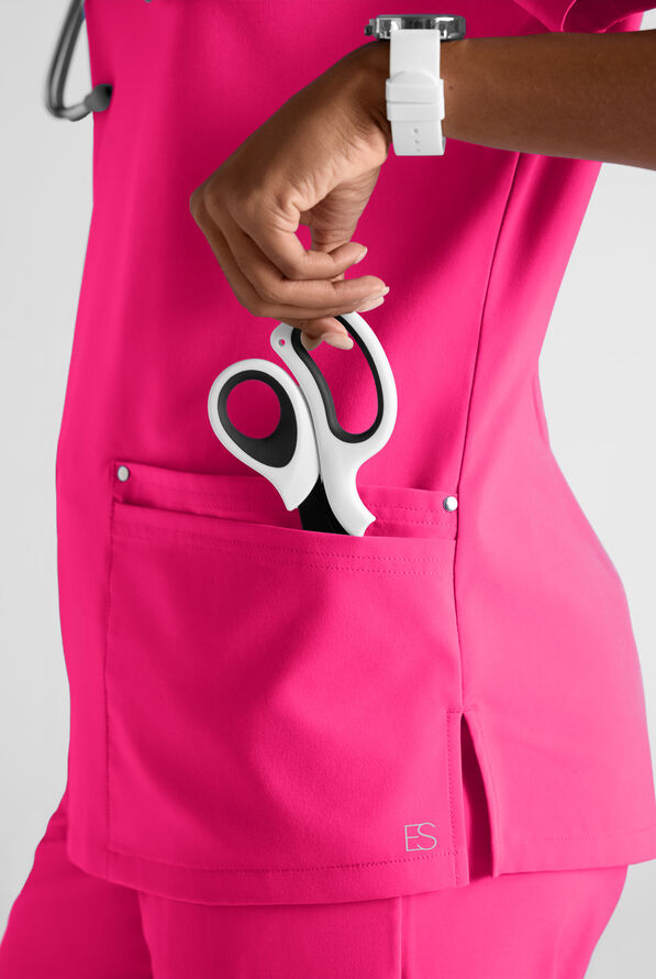 Easy STRETCH Women's 8-Pocket Scrub Set - Petite - Reactive Pink - 4
