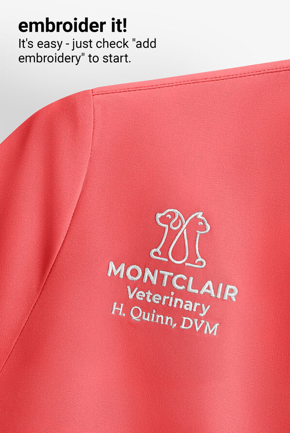 Blusa m&eacute;dica Med Couture Insight con cuello en V y 1 bolsillo para mujer - Coral - 3