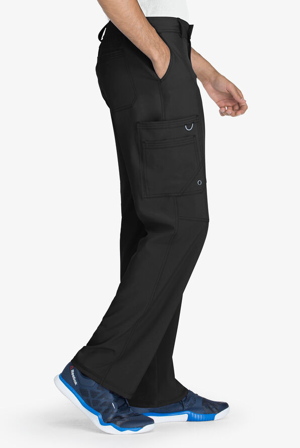 Infinity Men's 5-Pocket STRETCH Tapered Leg Cargo Scrub Pants - Tall - Black - 3