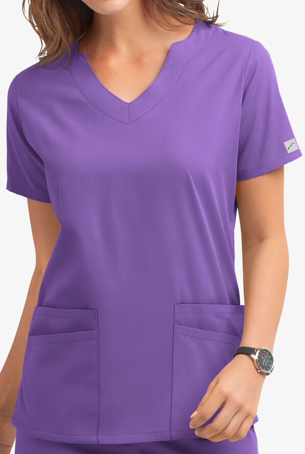 Butter-Soft Core Women's 4-Pocket Scallop Neck Scrub Top - Purple Glow - 3