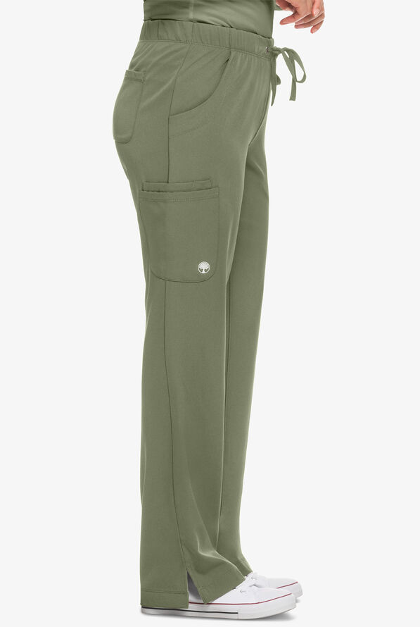 HH Works by Healing Hands Rebecca Women's 6-Pocket STRETCH Drawstring Waist Cargo Scrub Pants - Olive - 3