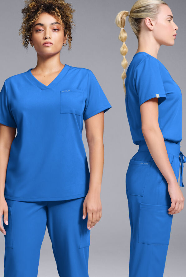 Hypothesis Women's Base V-Neck Tuck-In Scrub Top - Royal - 4
