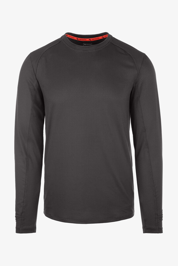 Infinity GNR8 Men's Performance STRETCH Stylized Contrast Seams Long Sleeve Underscrub - Pewter - 1