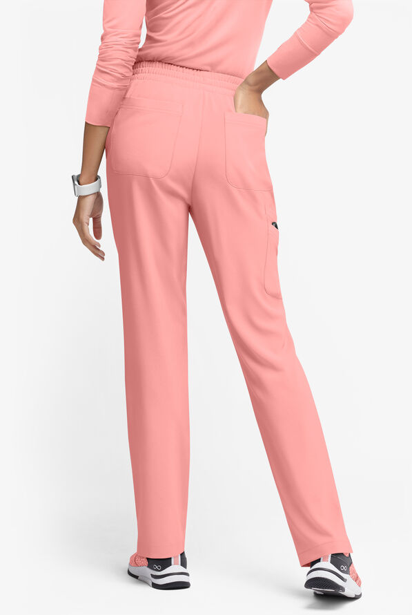 Easy STRETCH Naya Women’s Natural Waist 6-Pocket Straight Leg Scrub Pants - Petite - Autumn Coral - 5