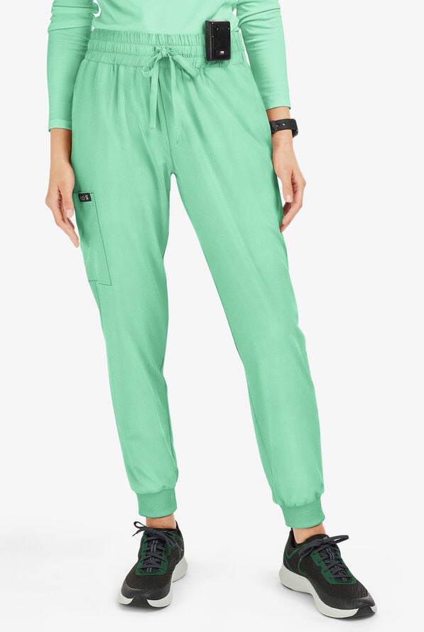 koi Basics Gemma Women's 5-Pocket STRETCH Cargo Jogger Scrub Pants - Heather Jelly Mint - 1