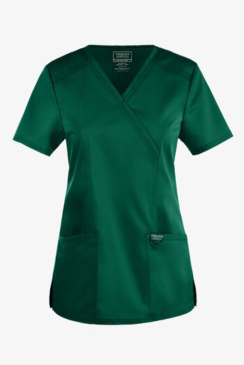 Cherokee Workwear Revolution Women's 2-Pocket STRETCH Mock Wrap Scrub Top