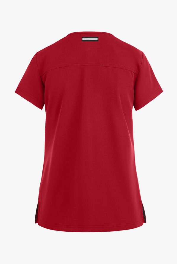koi Next Gen Hustle and Heart Women's 3-Pocket STRETCH V-Neck Scrub Top - Ruby - 2