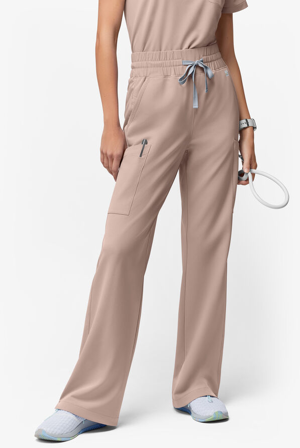 Pantalón médico ReSurge de tiro alto con piernas anchas para mujer - Mocha Meringue - 1