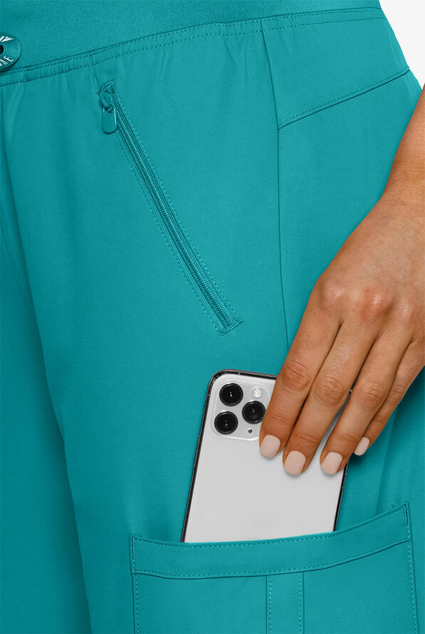 Med Couture Insight Women's 4-Pocket Zipper Cargo Pocket Scrub Pants - Teal - 3