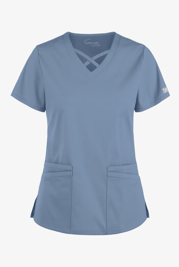 Blusa m&eacute;dica UA Butter-Soft STRETCH con lazos entrecruzados y 4 bolsillos para mujer
