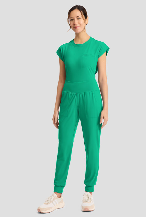 Cherokee Achieve Women's 5-Pocket STRETCH Cargo Jogger Knit Scrub Pants - Green Apple - 5