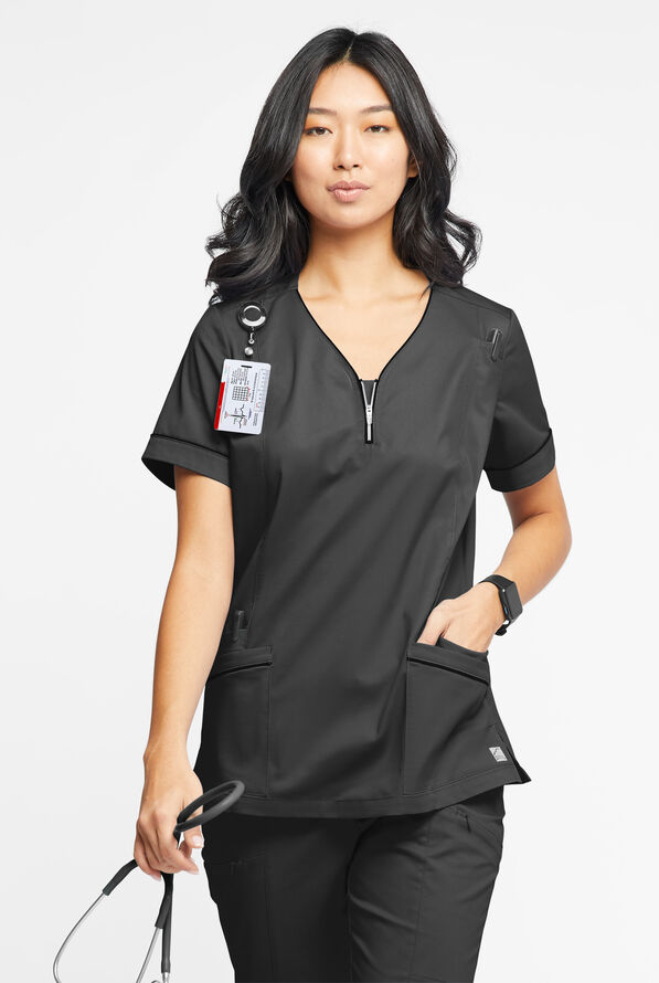 UA BUTTERSOFT STRETCH Women's 5Pocket VNeck with Front Zipper Scrub